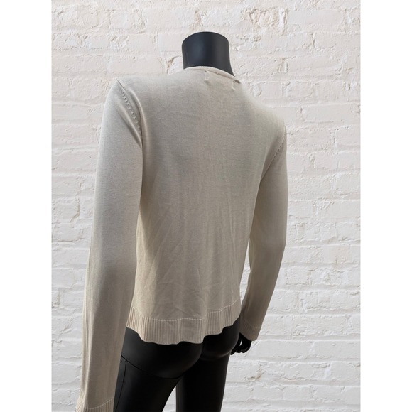 August Silk Petite Cardigan 100% Silk Beige Button Front Size P - Picture 4 of 9